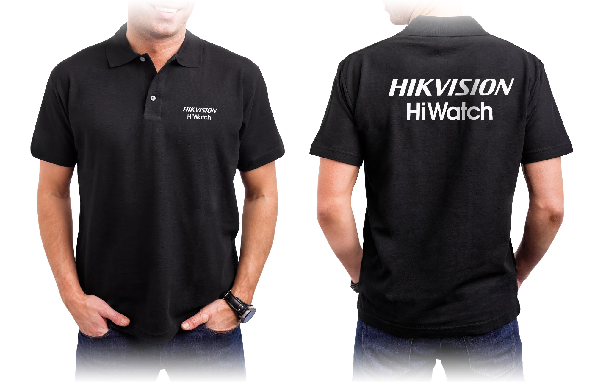 Hikvision/Hiwatch Рубашка с воротником поло черная, XL